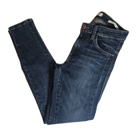 Guess Jeans Womens 27 Blue Mid Rise Skinny Stretch Denim Dark Wash Five Pocket - Picture 1 of 8
